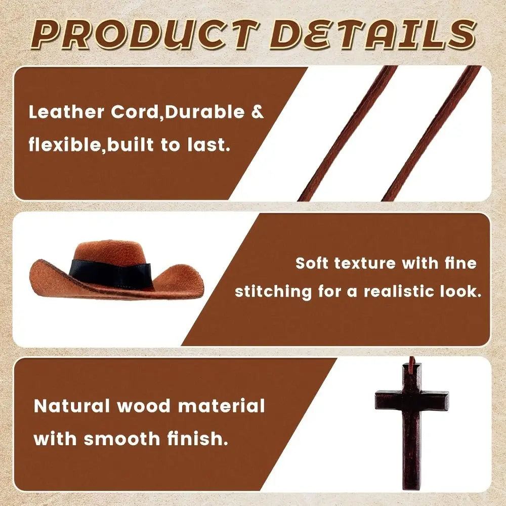 Cowboy Hat Car Pendant Cow Pattern Coffee Cross Ornament Love Western Zpaxo