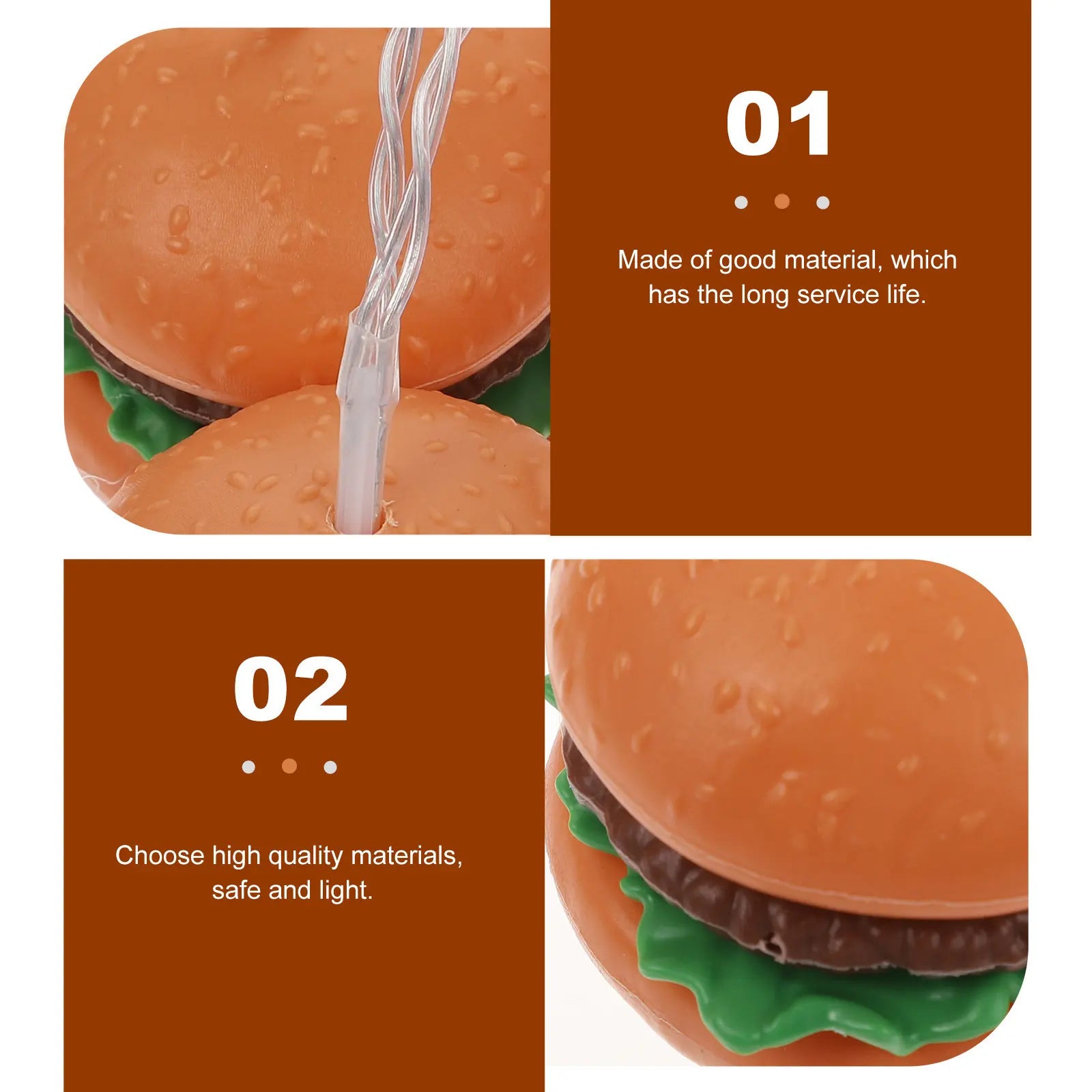 Creative LED Hamburger Shaped String Light Brightness Low Power