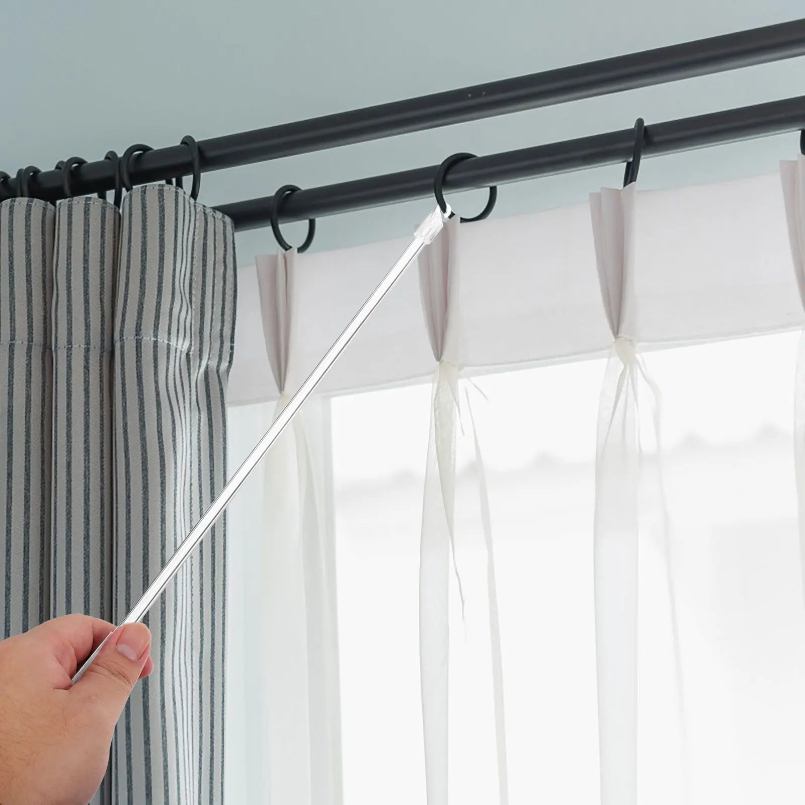 Curtain Accessories Transparent Rod Hooks Vertical Blinds Long Tilt