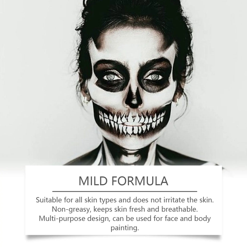 Halloween Black & White Face Body Paint Kit – Clown Joker Makeup Face & Body Paint Kit Zpaxo