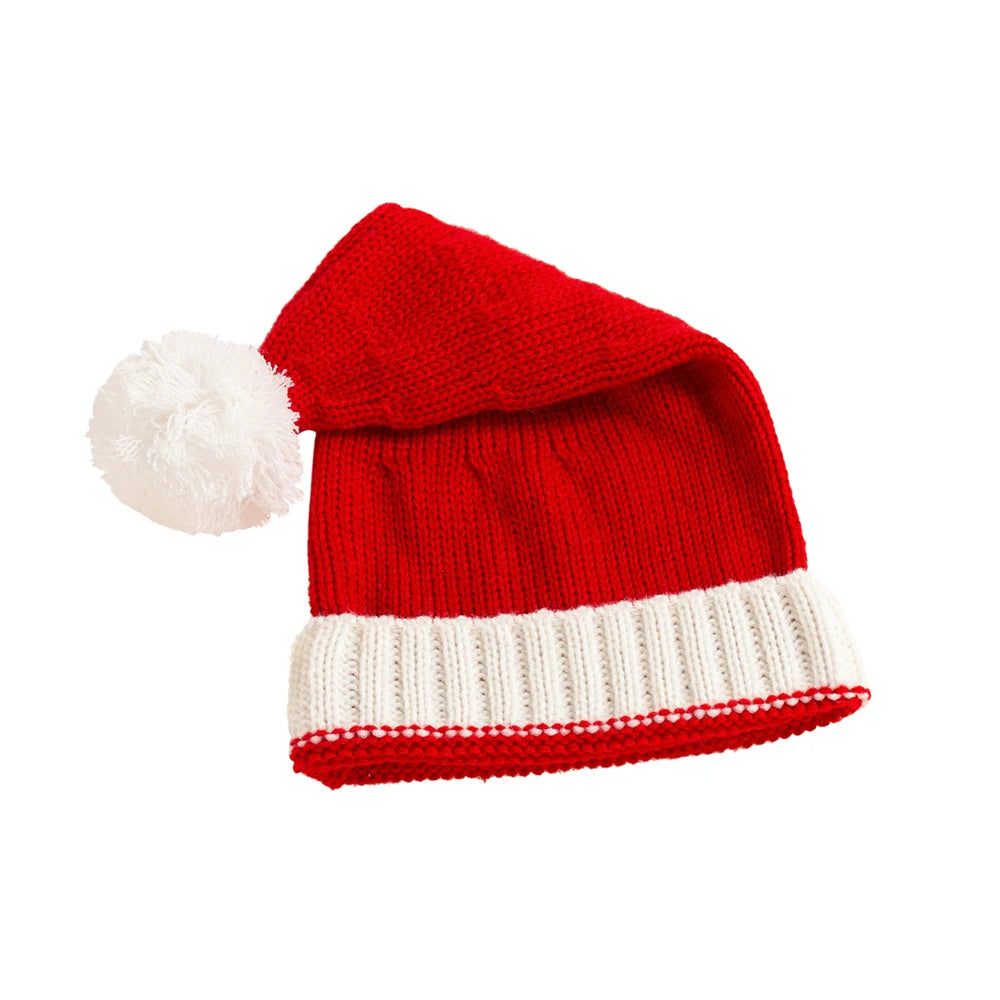 Christmas Knitted Hat Adult Kids Cute Pompom Soft Beanie Santa Year