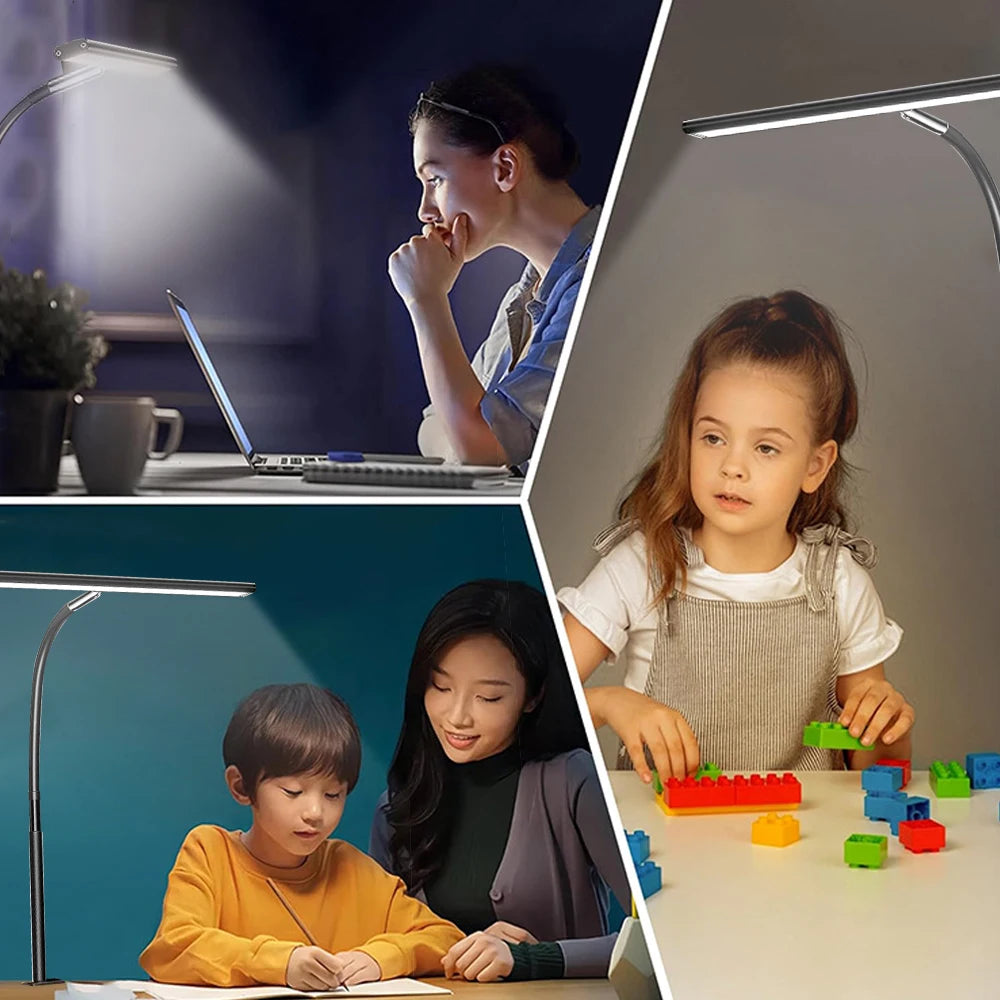 LED Desk Lamp Eye-Care Reading Desk Lamp with Flexible Gooseneck Stepless Dimming 2700K-6500K Temperature Adjustable for Home Zpaxo