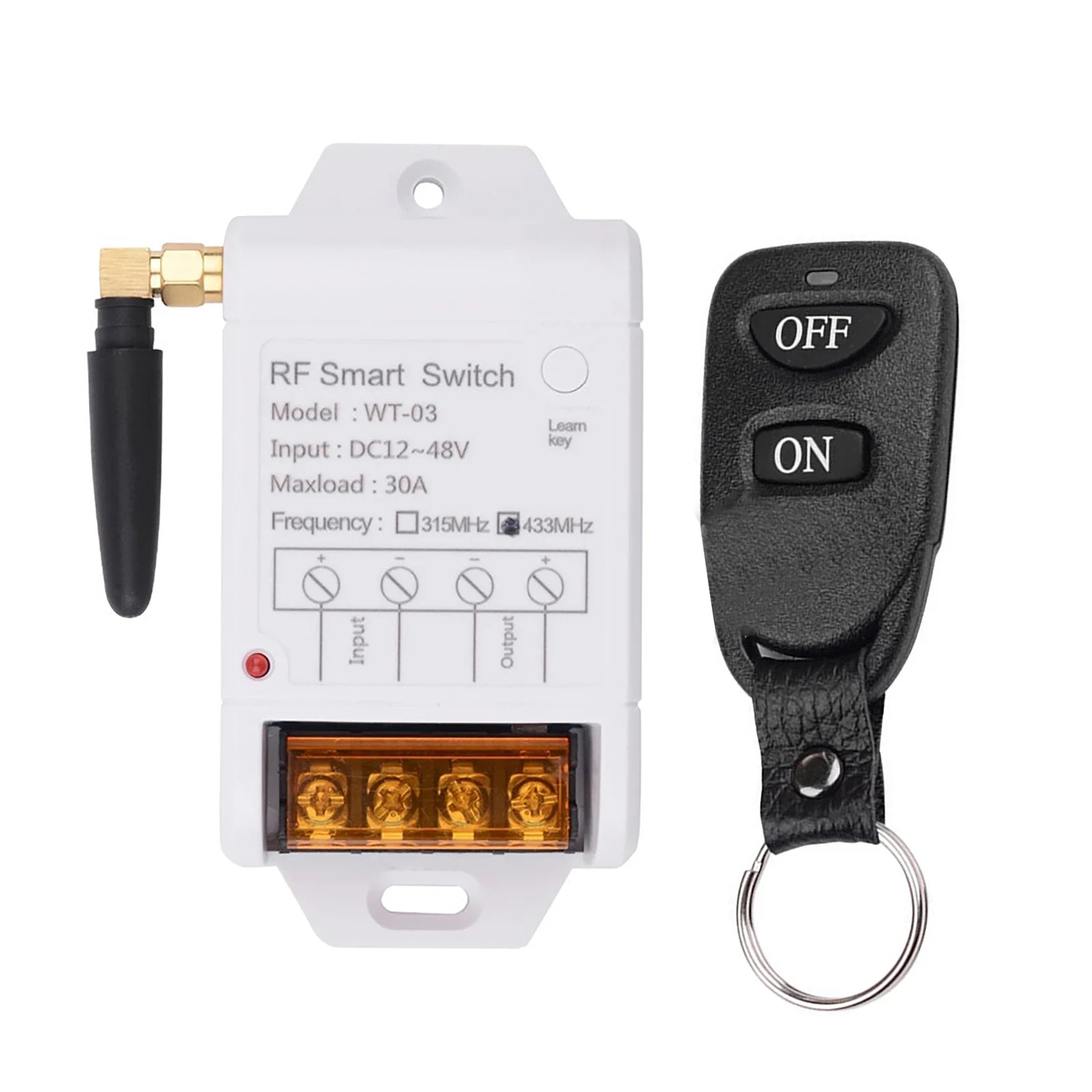 433MHz DC 12-48V 30A Relay Wireless Remote Control Switch Receiver High-Power Pump Motor Remote Control Switch