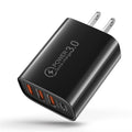 60W 4-Port USB Wall Charger – PD USB-C & Quick Charge 3.0 USB Wall Charger Zpaxo US Black