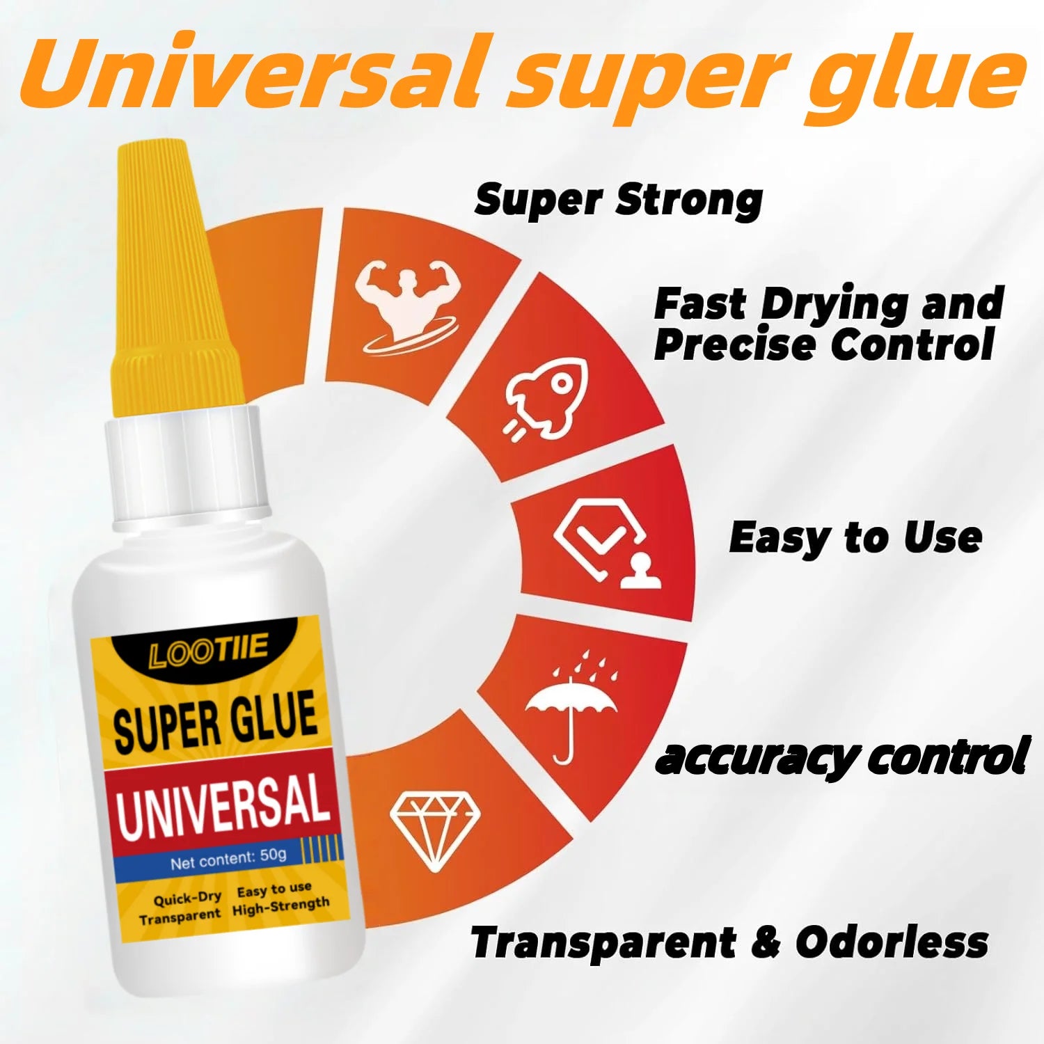 50g (1.76oz) Multi-Purpose Super Glue - Transparent Strong Adhesive for Plastic, Wood, Metal, Crafts & Repairs, Instant Bond, Fa Zpaxo