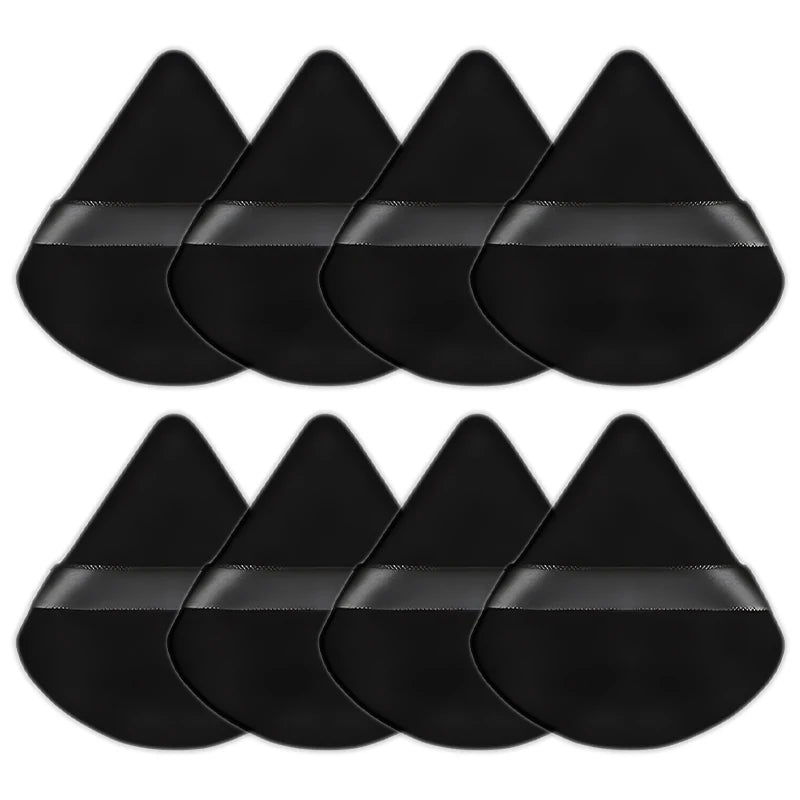 8Pcs Triangle Velvet Cosmetic Puff Make Up Sponges Wet Dry Use for Face Eye Contouring Shadow Cosmetic Foundation Makeup Tool Zpaxo 8PCS Black