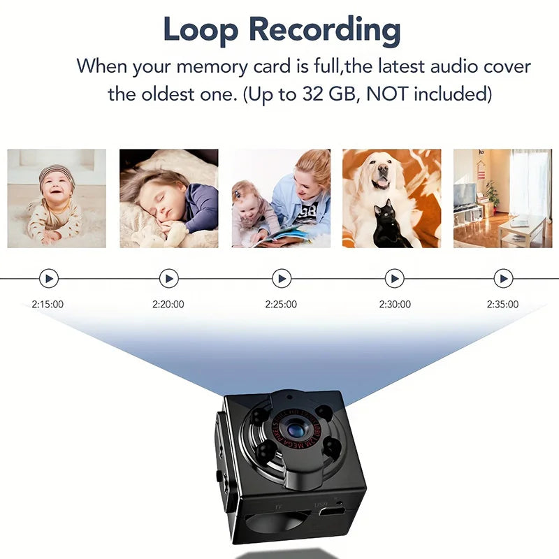 Mini Camera HD 1080p Portable Small Cam Night Vision Motion Detection