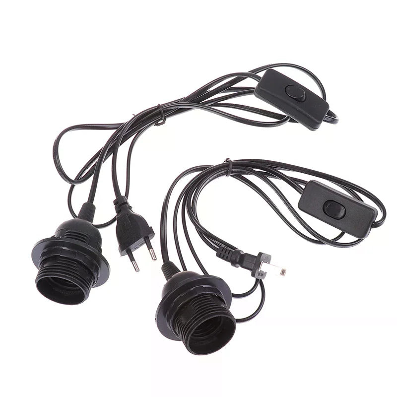 1 8M EU US Plug E27 Full Teeth Lamp Base Holder Power Cord Hanging Zpaxo