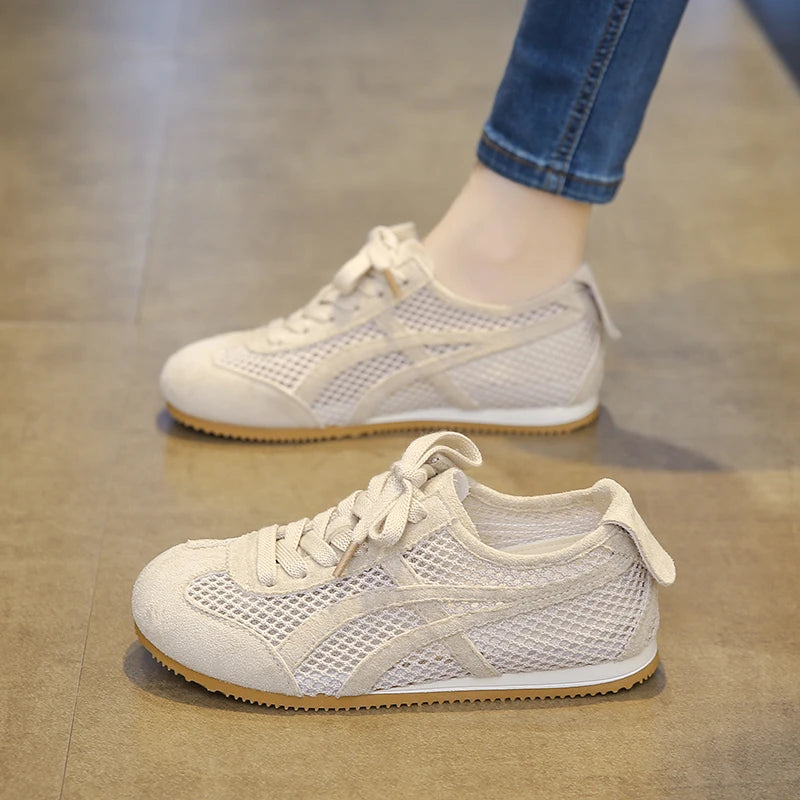 Women's Shoes Leather Retro Training Mesh Flat Casual Women Zpaxo 36 Beige