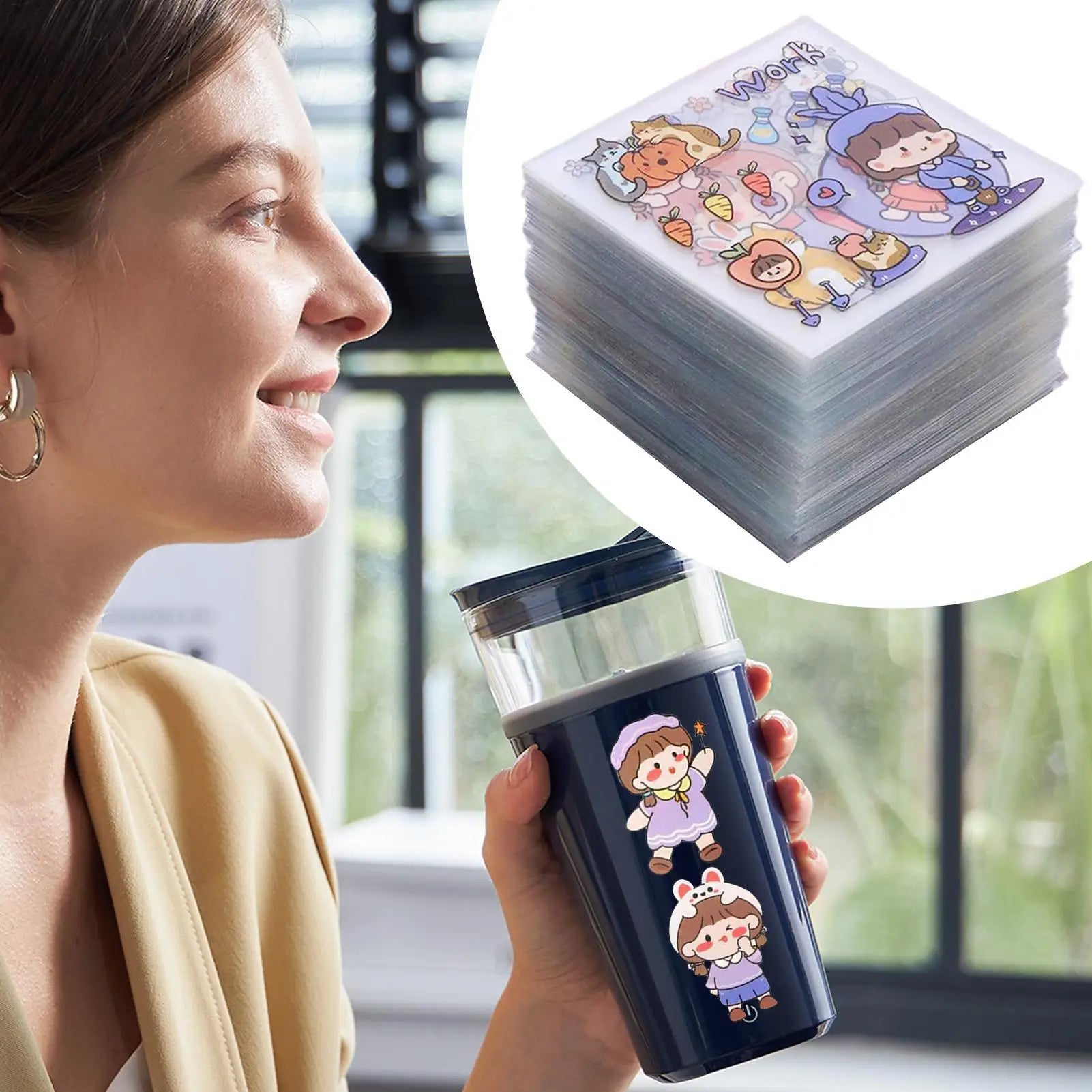 Cute Cartoon Girl Sticker 100X Scrapbooking Planner Notebook Sticker Waterproof Laptop Water Bottle Stickers Creative Waterproof Zpaxo
