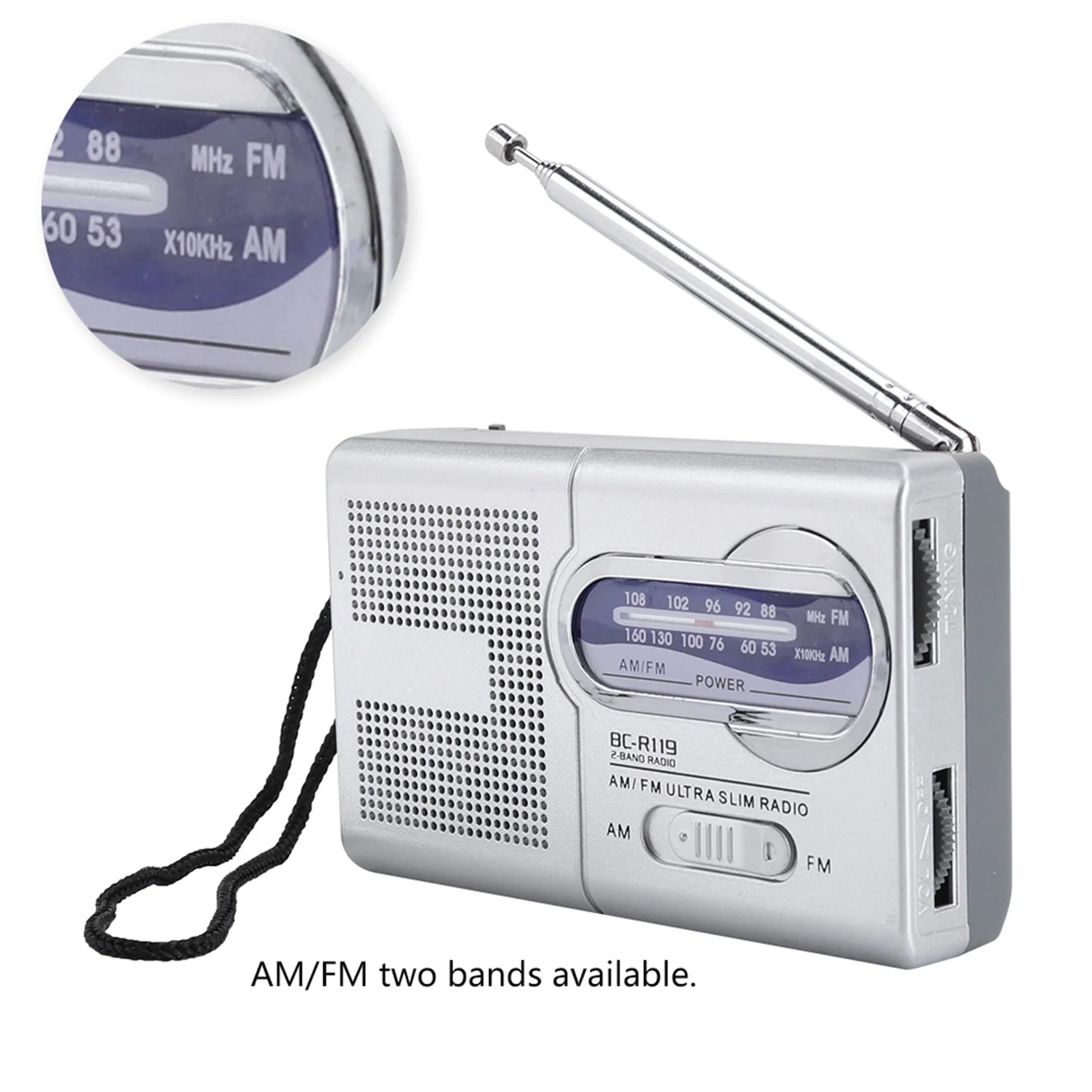 Multifunction Mini Pocket Am FM BCR119 Radio Speaker Receiver