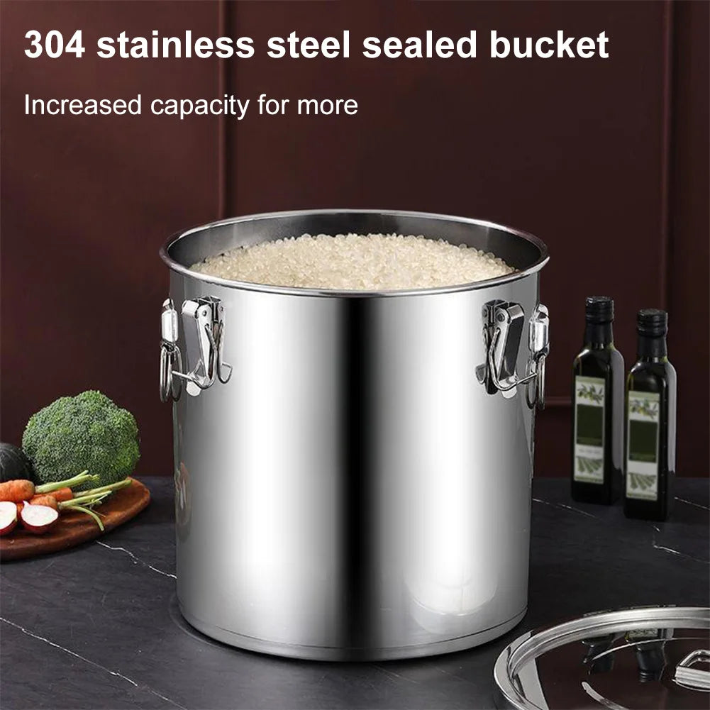 6 12 21 304 Stainless Steel Airtight Canister Lid Food Oil Sugar Milk