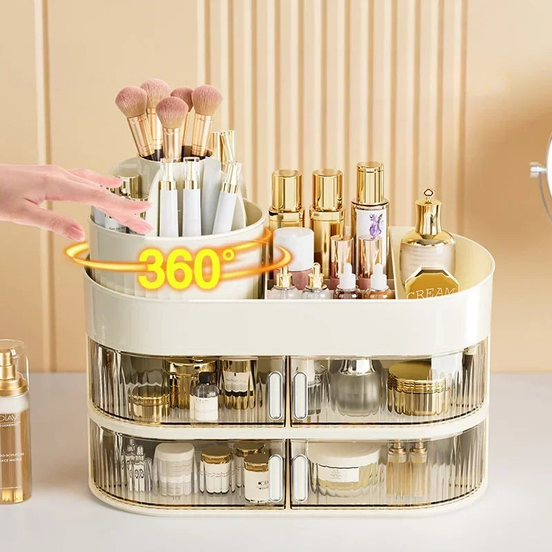 Rotating Makeup Organizer Box Cosmetic Storage Box Drawer Organizer Jewelry Nail Polish Makeup Desktop Sundries Storage Zpaxo