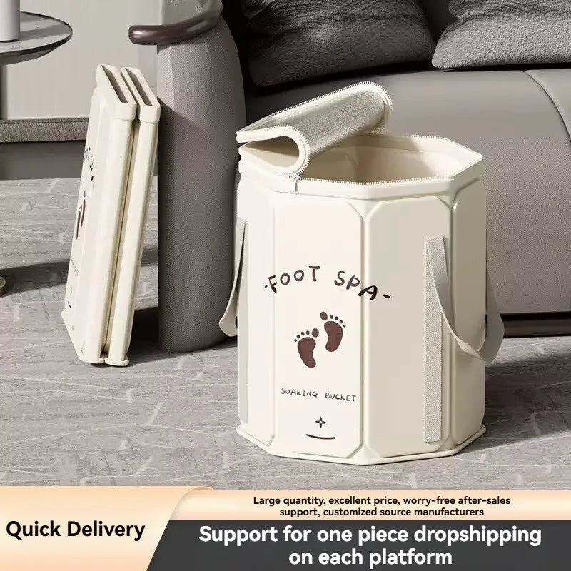 Household Portable Foot Bath Insulated Soaking Bucket Foldable Cover Zpaxo