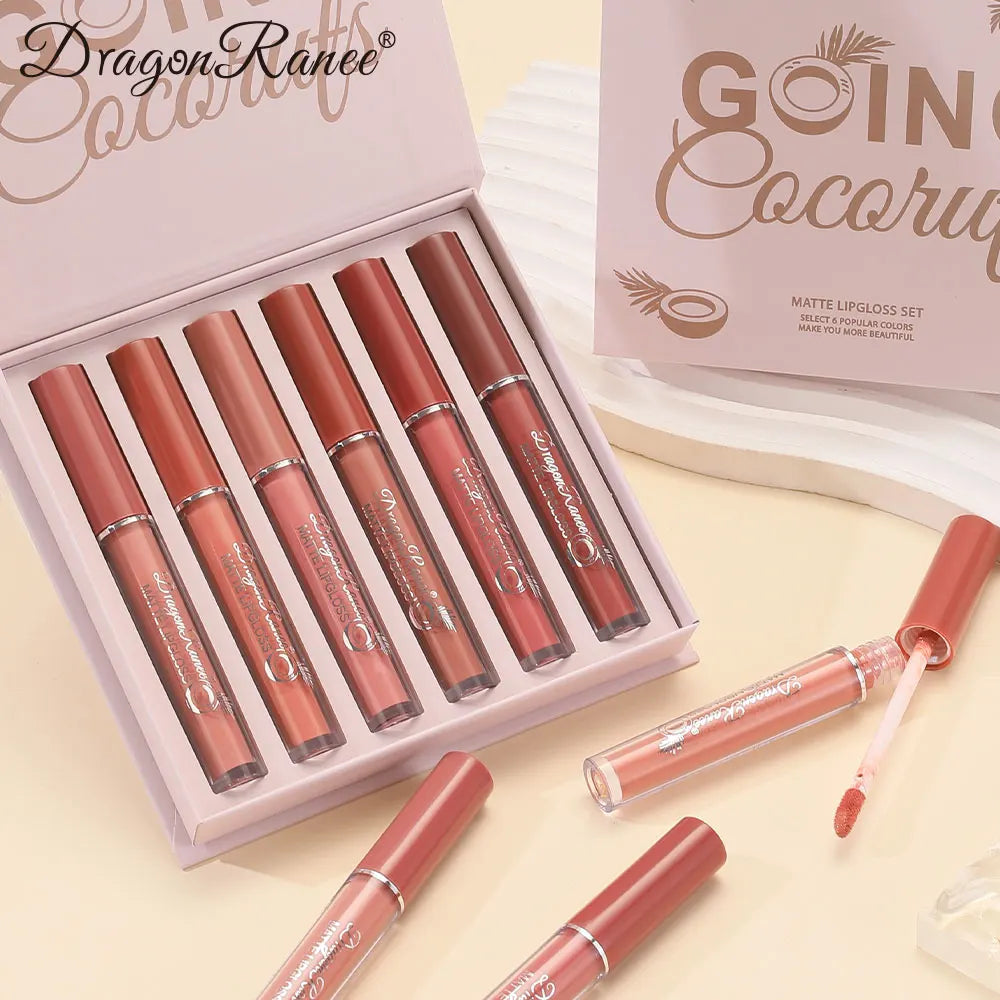 Set of Six Lip Glosses, Matte Matte Lip Glosses, Waterproof, Non-Fading, Non-Stick Lip Glaze, Lipstick, Holiday Gift Lip Gloss Set Zpaxo