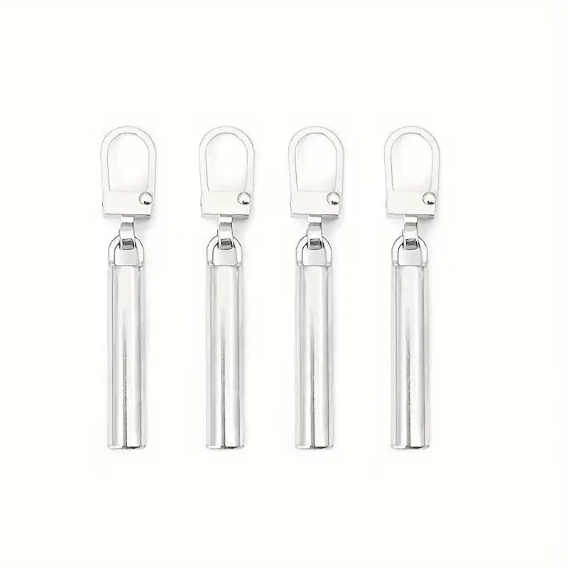 4pcs Universal Zipper Pull Tabs – Detachable Metal Heads, Replacement for Bags & Clothing Zpaxo