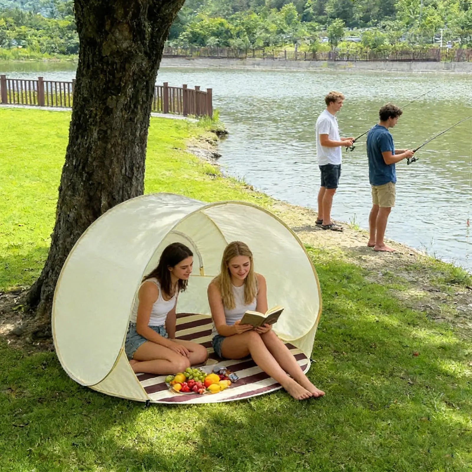 Beach Tent 3 4 Person Easy Pop Camping Canopy Shelter Ventilating