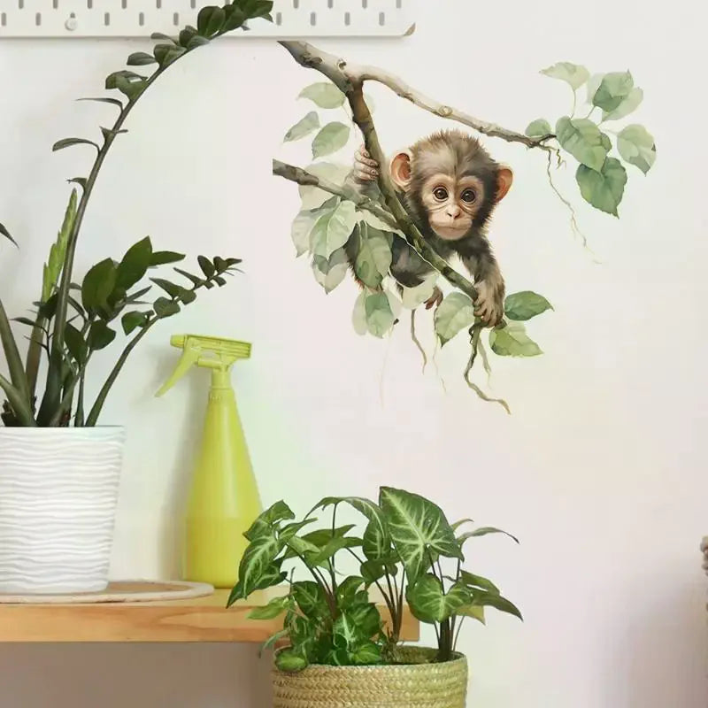 Cute Monkey Wall Sticker Bathroom Toilet Decor Living Room Cabinet Zpaxo