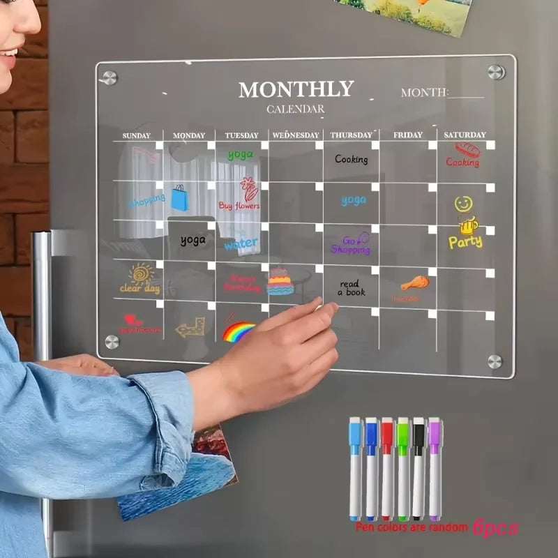 Clear Dry Erase Board Acrylic Magnetic Calendar Whiteboard Fridge
