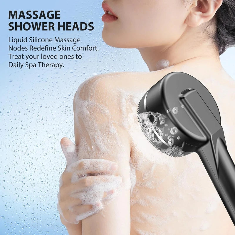 Shower Head 4 Modes Self-cleaning Water Saving Adjustable High Pressure Showerhead Handheld Spray Hangable Bathroom Accessories Zpaxo