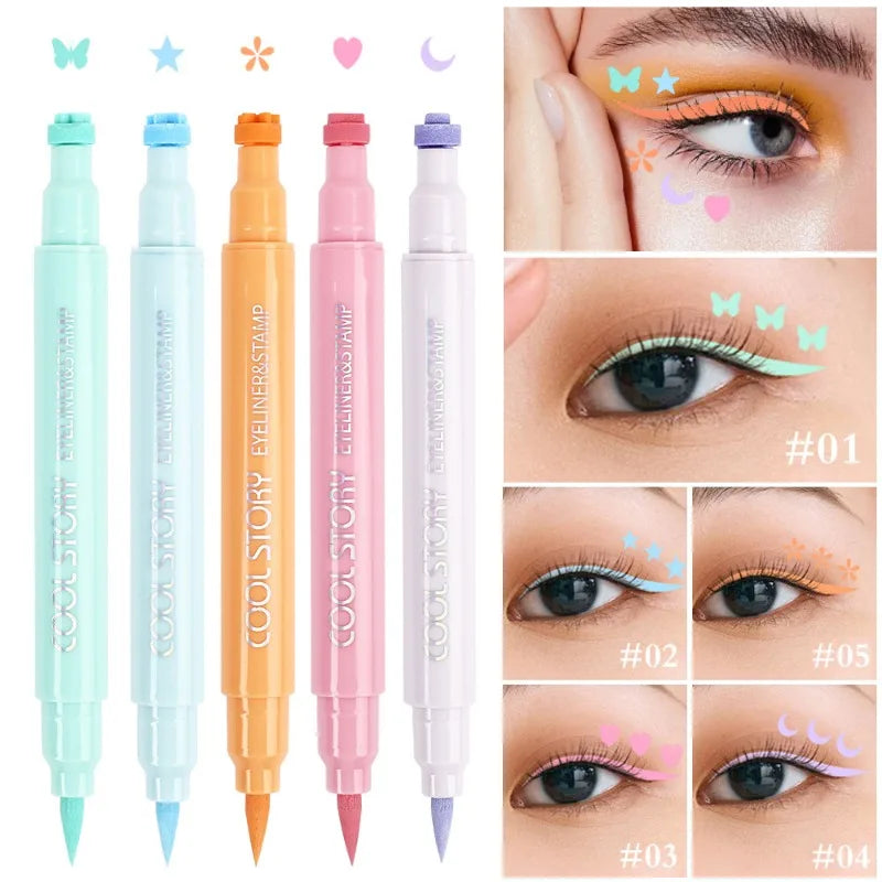 Colorful Double-headed Eyeliner Stamp Pen Waterproof Quick Drying