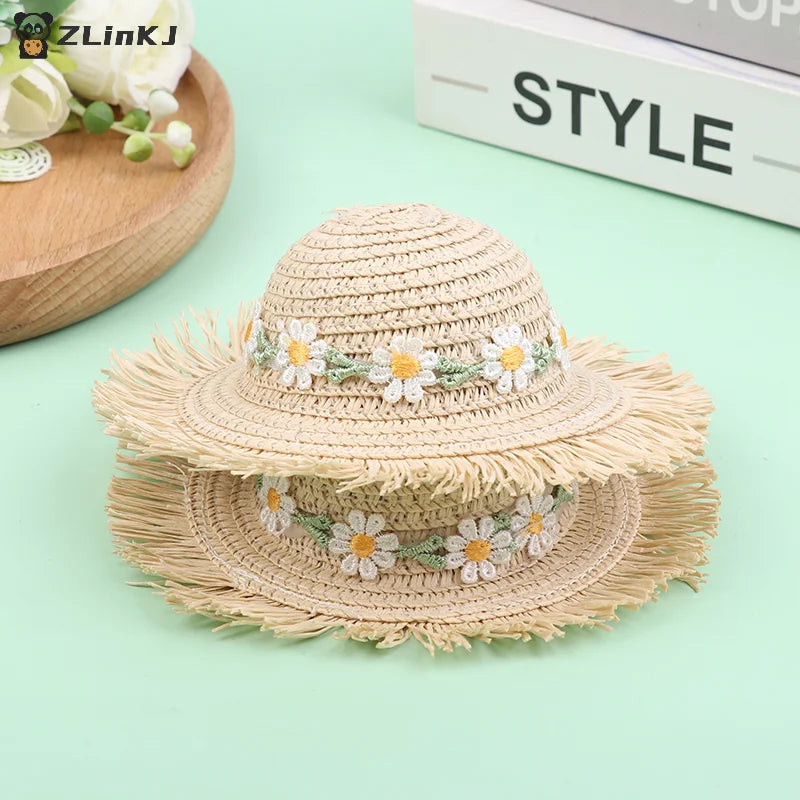 ▶1Pcs Mini Handmade Flower Hat Sun Cap For 1/6 Doll Accessories Doll Cute Hat With Bow Decoration Doll Hat Children's Toy Gift Zpaxo