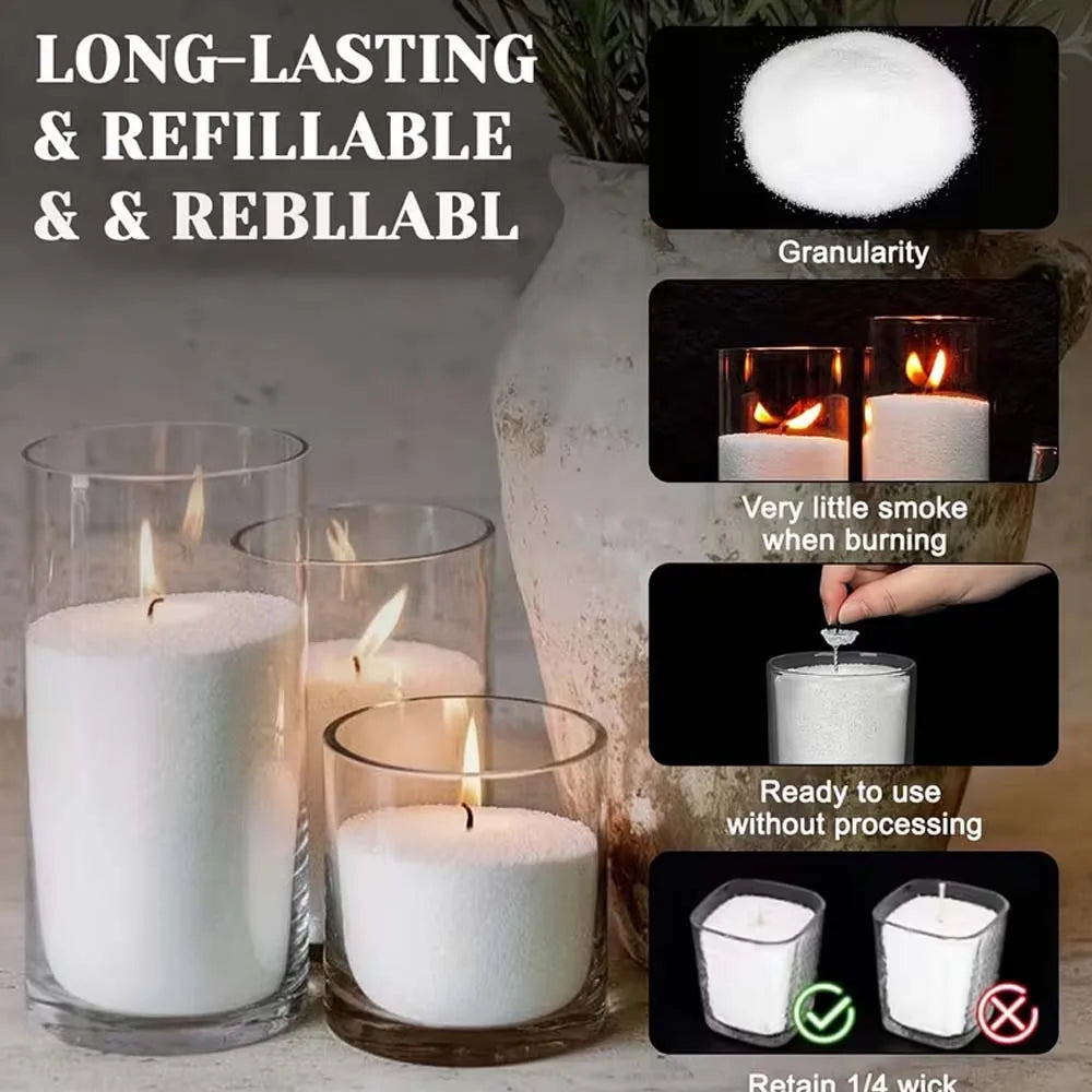 White Pearl Candle Sand Wax Set + 10 Wicks – DIY Candle Kit Candle Making Kit Zpaxo
