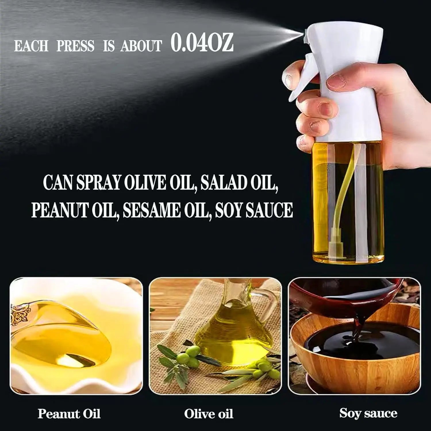 200/300ML Olive Oil Spray Bottle Kitchen, Soy Sauce Vinegar Seasoning Container Dispenser for Camping BBQ Roasting Cooking Salad Zpaxo