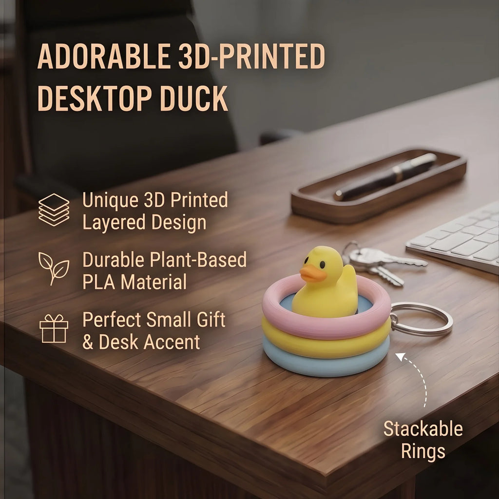 Cute Yellow Duck Fidget Toy Mechanical Keyboard Switch Keychain 3D