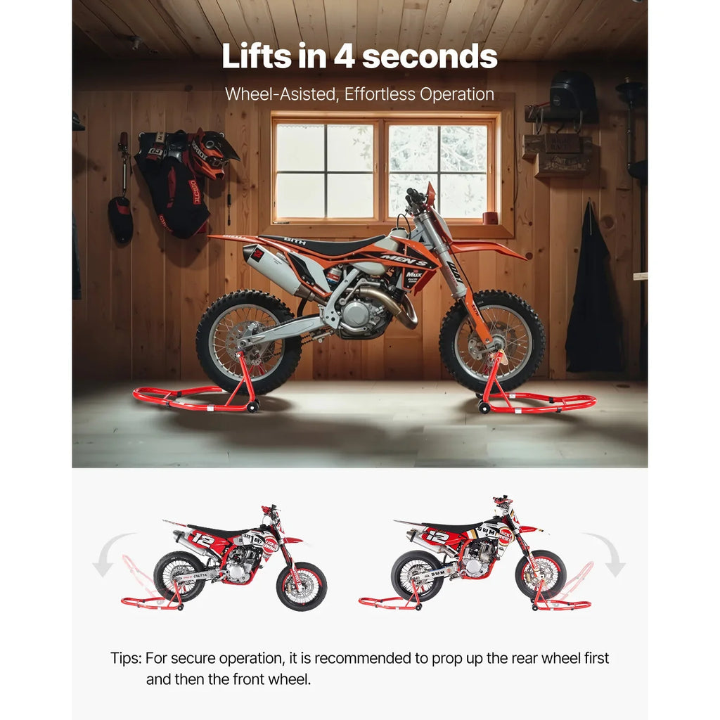 Motorcycle Stand 850lbs Heavy Duty Front Rear Combo Stand Front Wheel Dual-Fork Stand Rear U+L Fork Swingarm Spool Stand Zpaxo