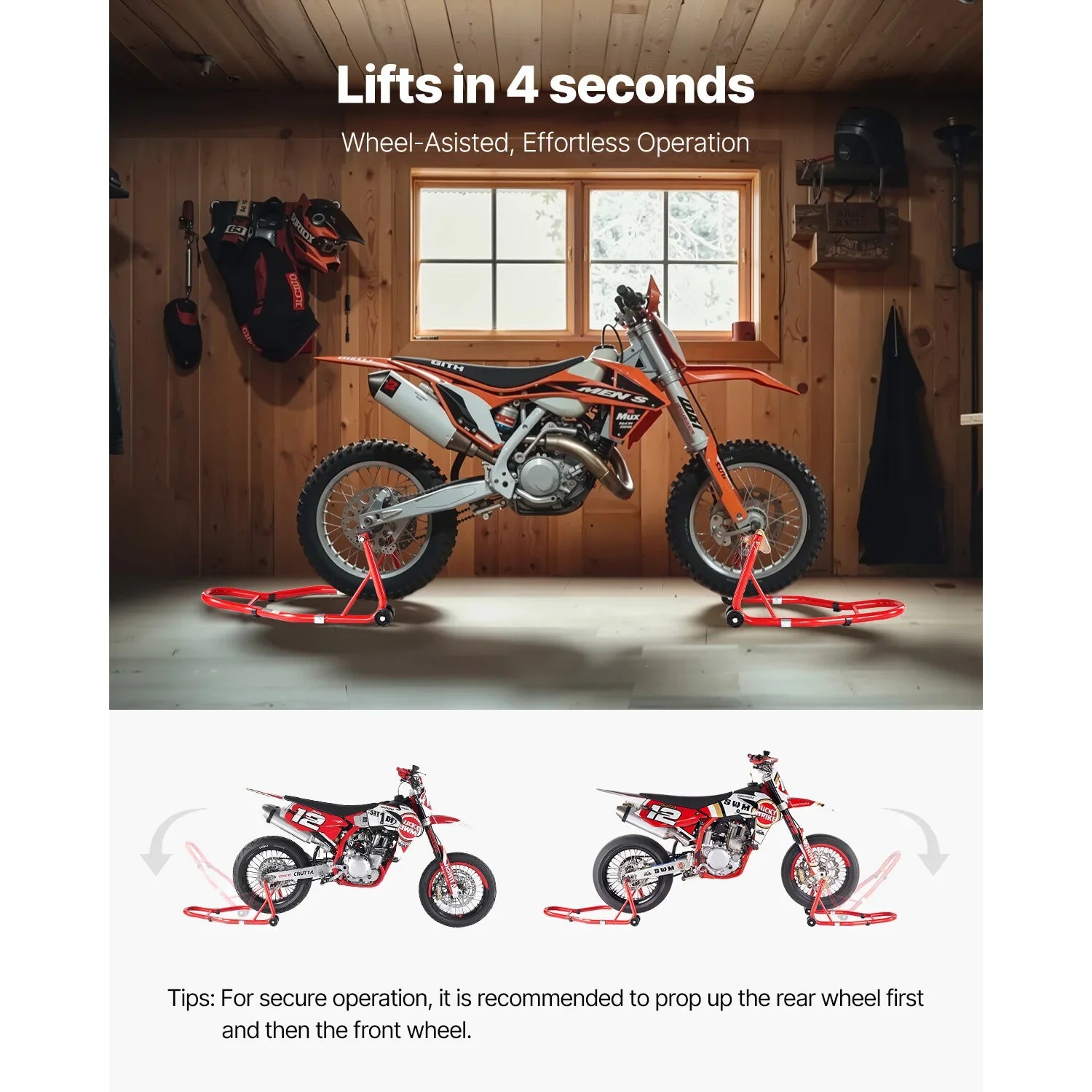 Motorcycle Stand 850lbs Heavy Duty Front Rear Combo Stand Front Wheel Dual-Fork Stand Rear U+L Fork Swingarm Spool Stand Zpaxo