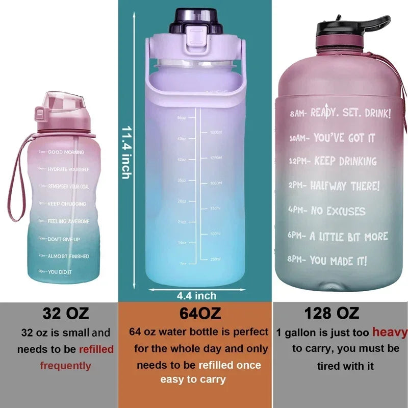 2 Liter Large Capacity Sports Water Bottle Leak Proof Colorful Plastic Cup Drinking Outdoor Travel Portable Gym Fitness Jugs Zpaxo