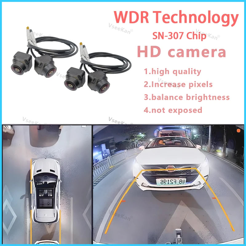 8K AHD 1080P 720P 3D Car 360 Panoramic Camera 4 Square Cameras