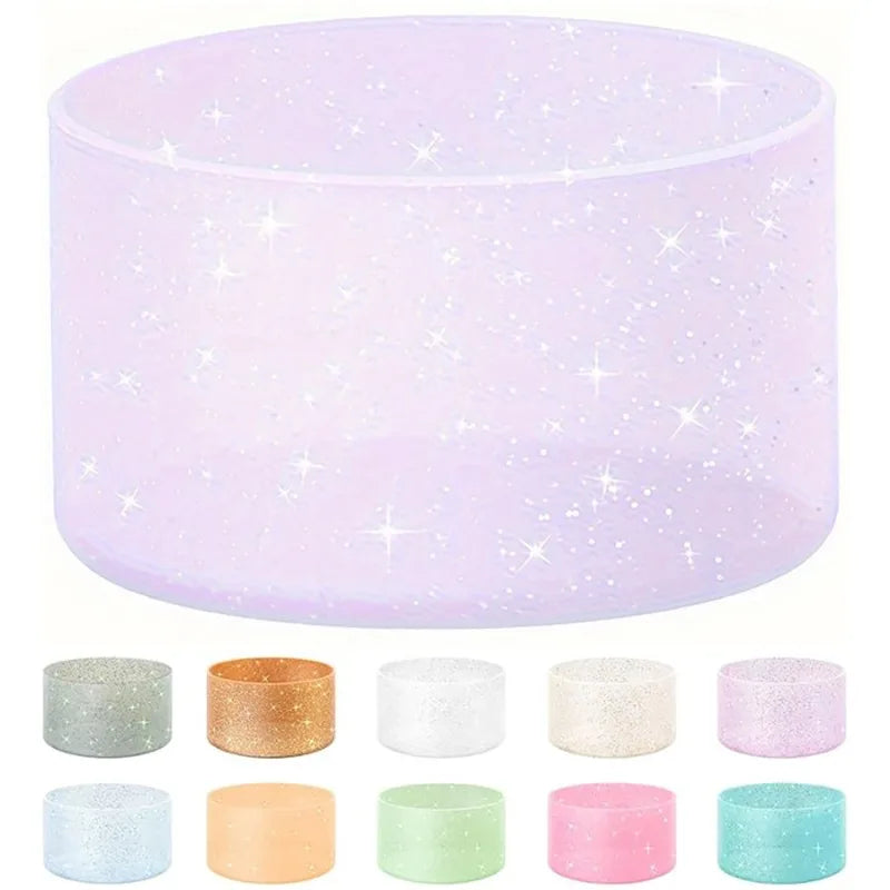 6PCS Silicone Sparkling powder ice-cool cup cover, sports water bottle, space cup, cup bottom cover, car-mounted water cup cover Zpaxo