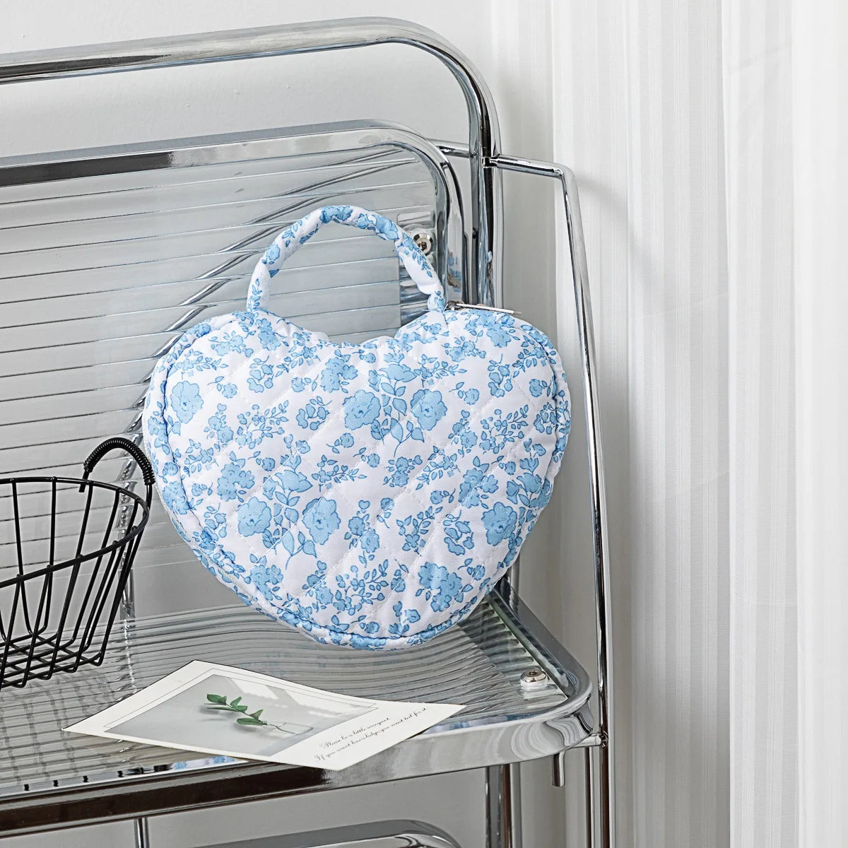 Home Handheld Floral Pattern Women's Makeup Bag, Travel Portable Quilted Storage Bag, Niche Design, Large Capacity Wash Bag Zpaxo B