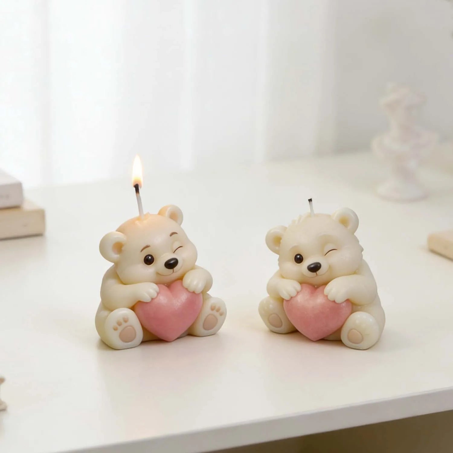 3D Bear Holding Heart Silicone Mold – Candle, Soap & Resin