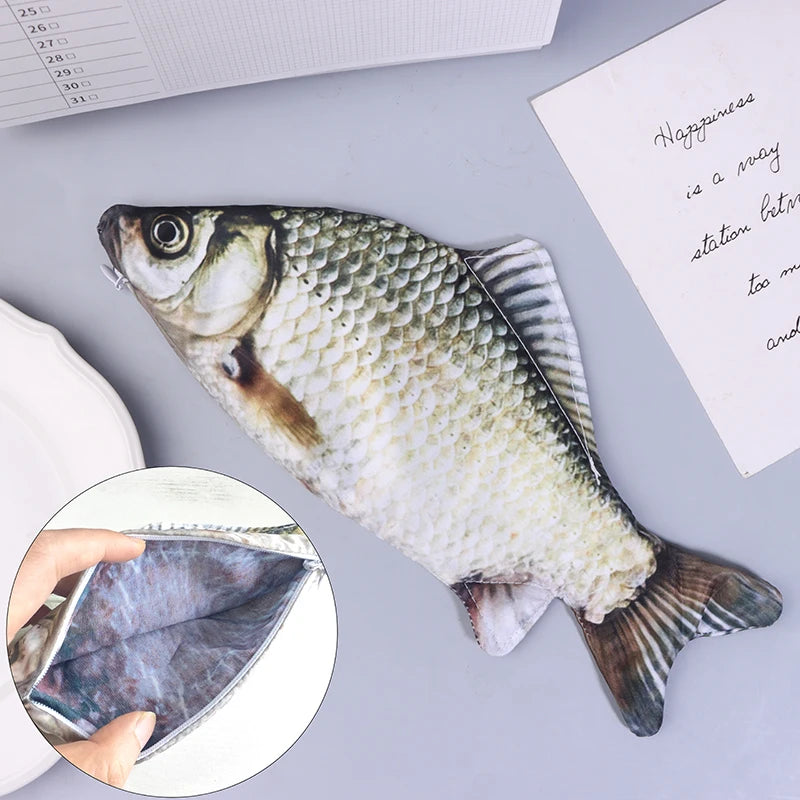 Realistic Crucian Carp Pencil Case Funny Fish-shaped Pen Holder Zpaxo