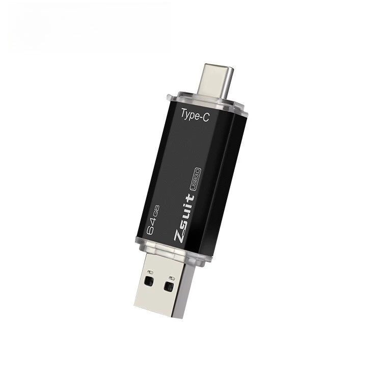 ZSUIT USB Flash Drive 2 in 1 Type-c Pen Drive 128GB 64GB 32GB 16G USB Stick 3.0 Mobile Pen Drive Metal U Disk Zpaxo 32GB3.0 black color