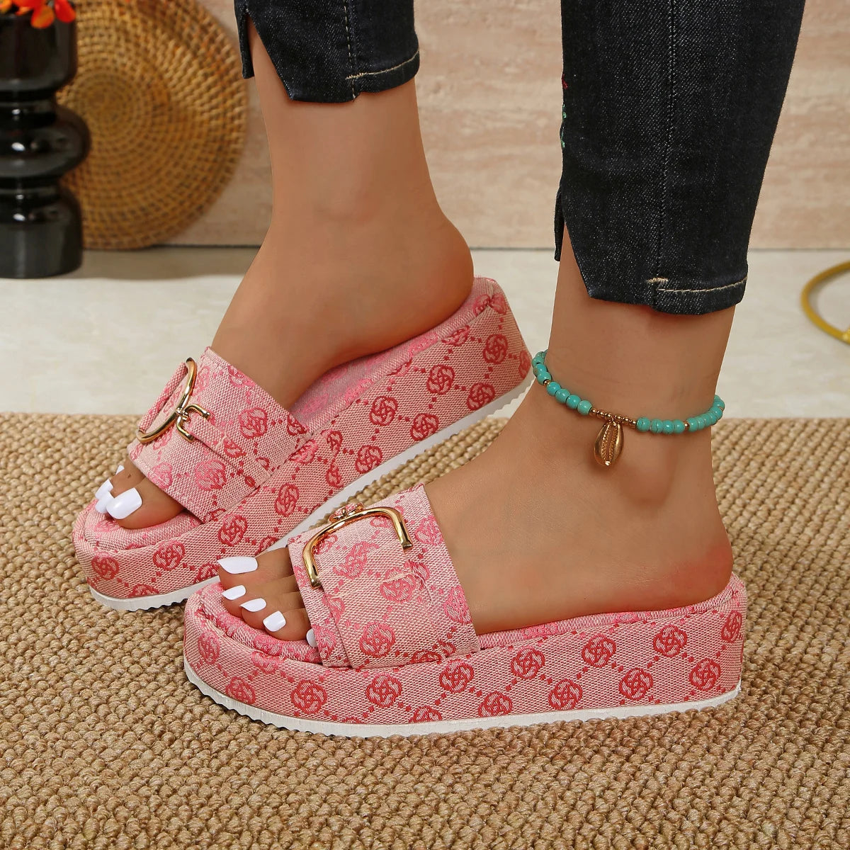 Women Platform Slippers Lightweight Beach Designer Flat Sandals Zpaxo