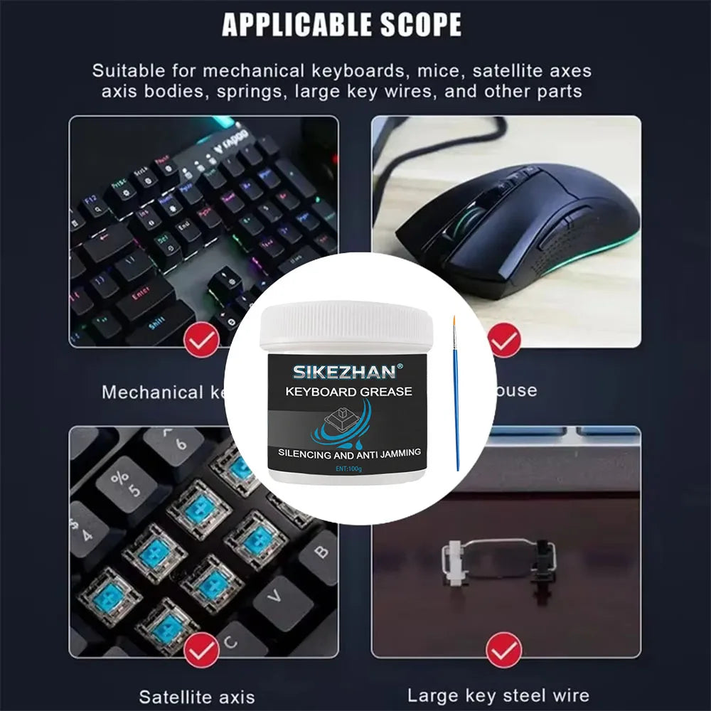 200g/100g Mechanical Keyboard Lubricant Grease Oil Kit Keyboards Axes Stabilizer Mechanical Lubrication with Brush Zpaxo