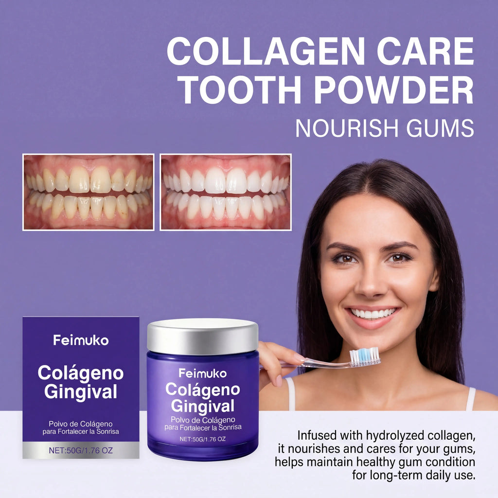 Collagen Fresh Breath Powder Brightening Tooth Care Polish Mild Cleaning Collagen Toothpaste Alternative Daily Gel for Women 50g Zpaxo