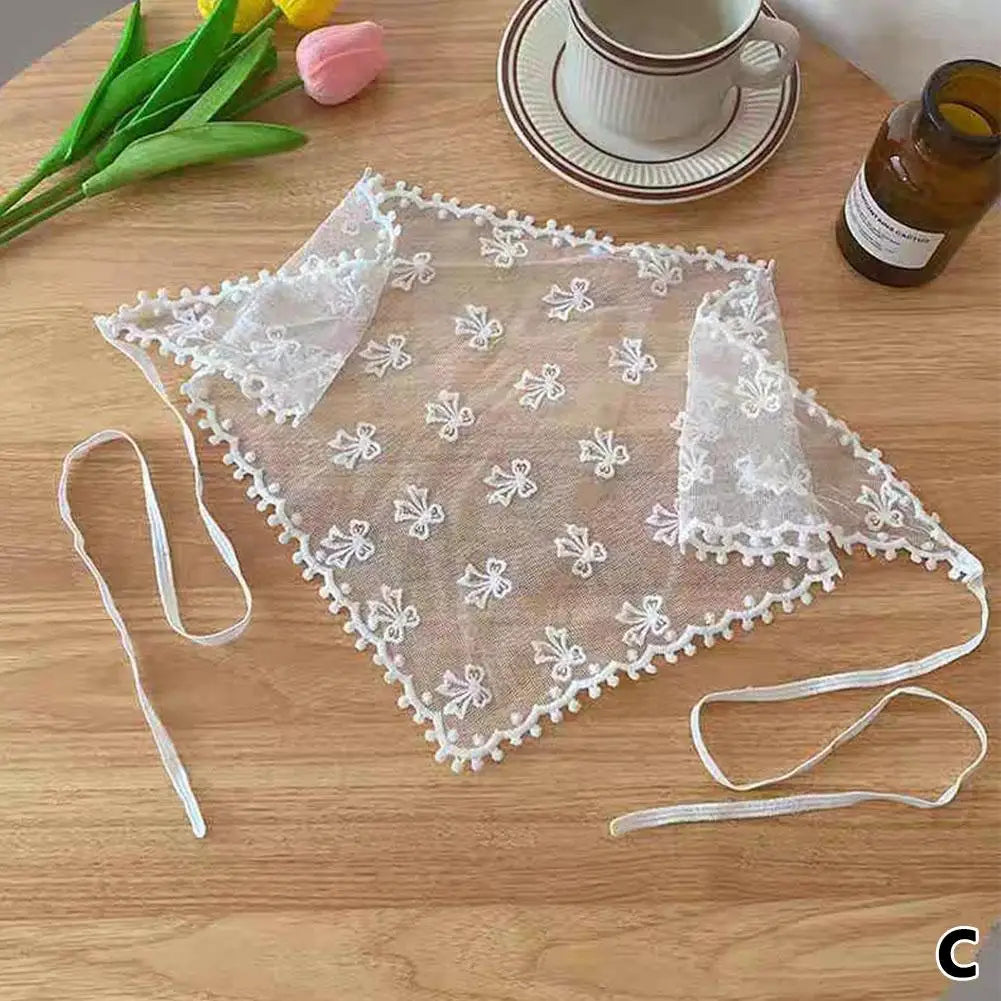 Retro Floral Lace Head Wrap Scarf | Women's Triangle Headscarf Lace Head Wrap Scarf Zpaxo C