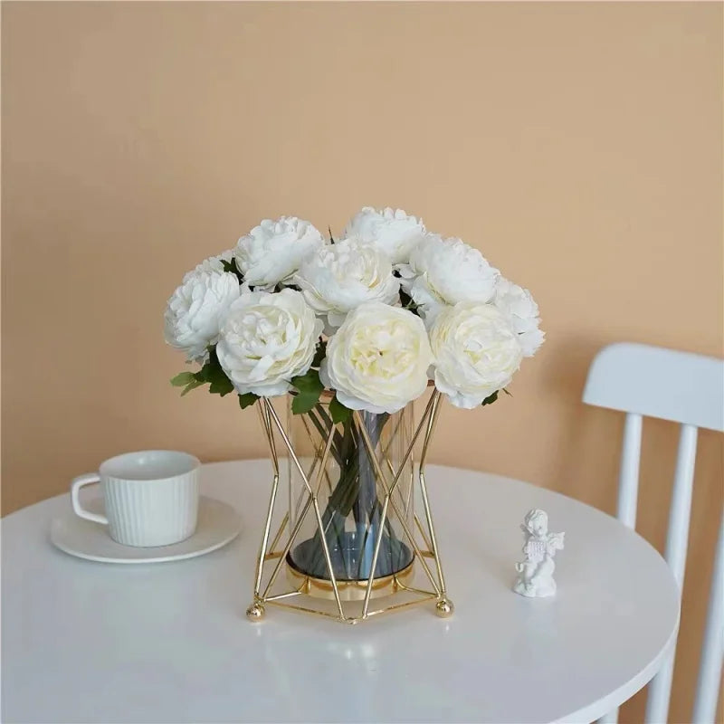 Luxury Wrought Iron Glass Vase Dining Table Centerpiece Hydroponic