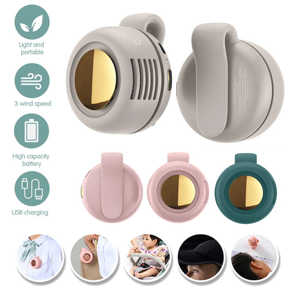 Mini Portable Clip Fan Handheld Waist Hanging Leafless Fan Small Whirlwind Fan Adjustable 3-Speed For Daily Outdoor Travel Zpaxo