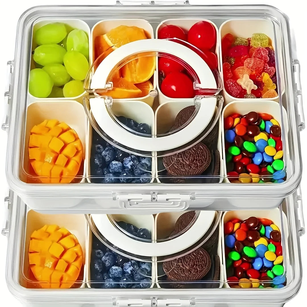 8-Compartment Clear Snack Container Lid Handledishwasher Microwave