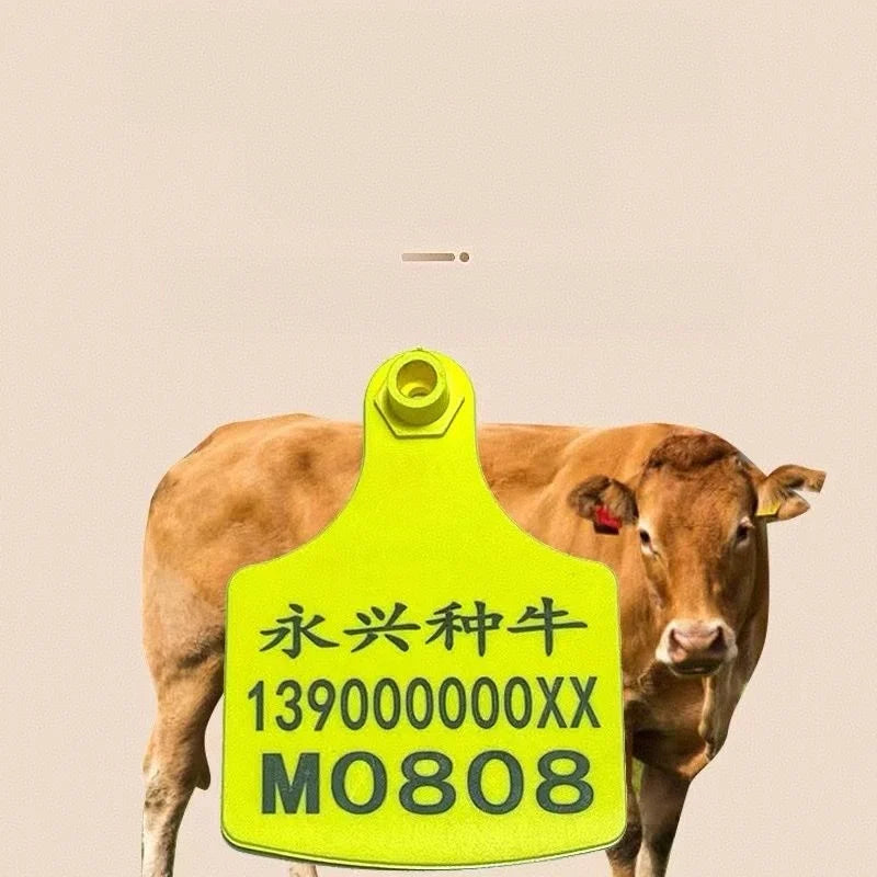 Custom Cattle Ear Tag Laser Printing Farm Name Telephone Number LOGO