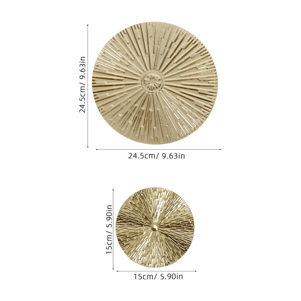 Creative Metal Wall Art Sculptures Irregular Round Golden Disc