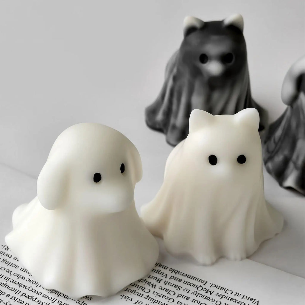 Cute Ghost Puppy Kitten Silicone Molds DIY Halloween Candle Making