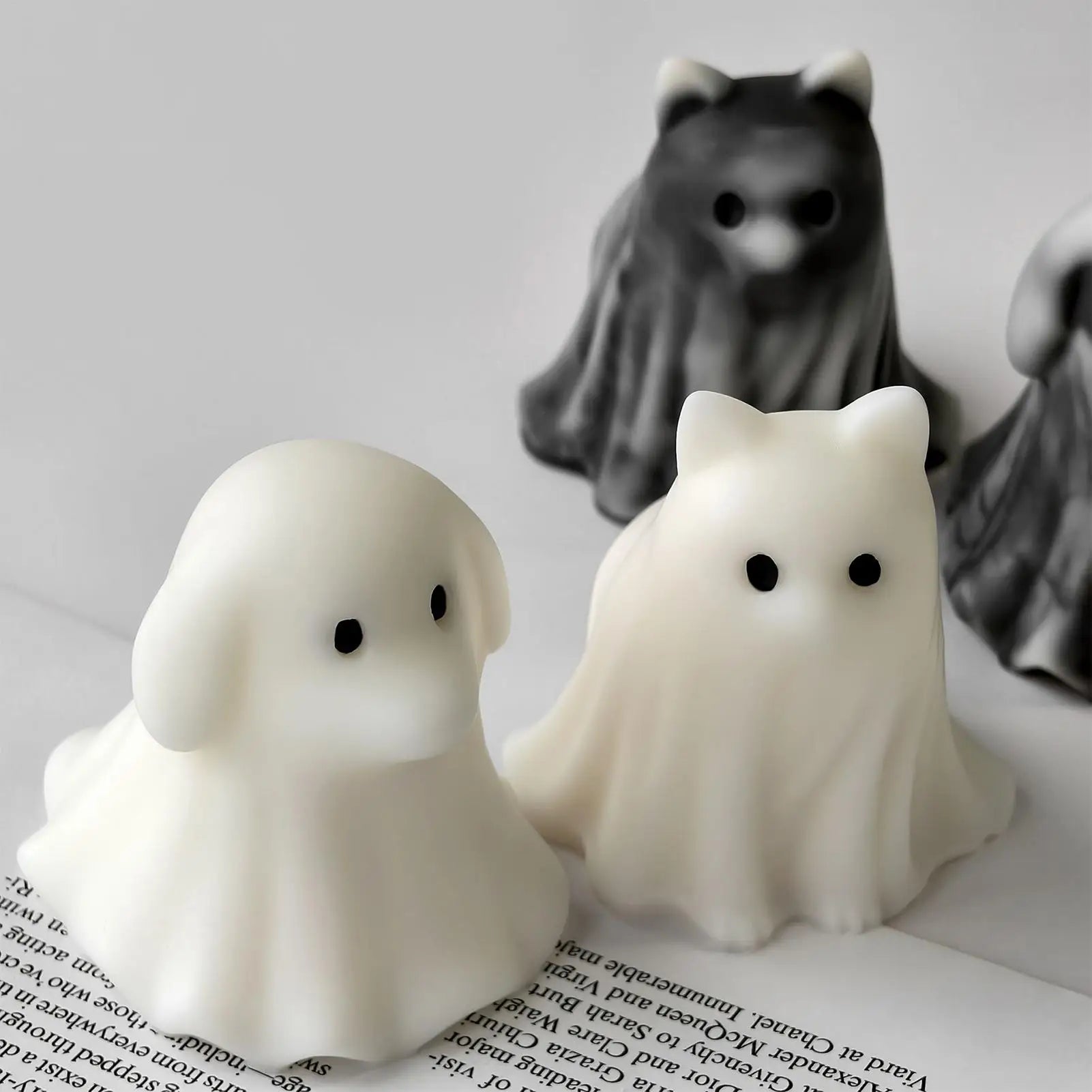 Cute Ghost Puppy Kitten Silicone Molds DIY Halloween Candle Making