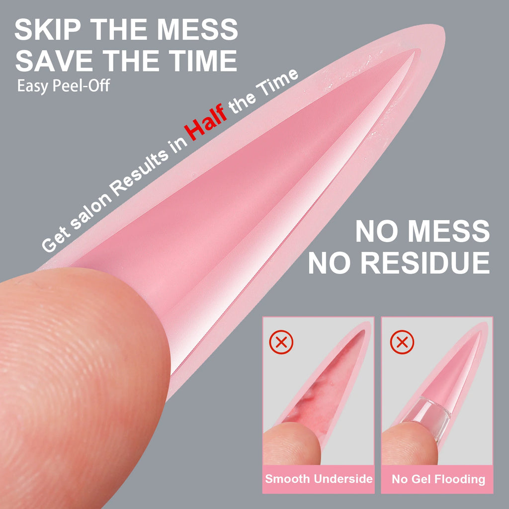256Pcs/Box Nail Sandwich Dual Form Nail Tips Quickly Building Gel Form Nail System Full Cover Tips Nail Extension Form Zpaxo